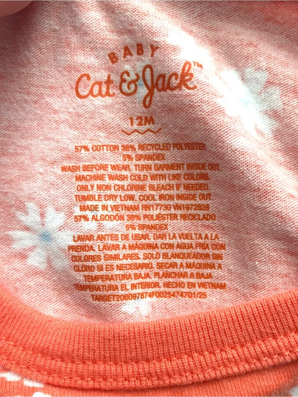 Cat & Jack Coral Pink Floral Baby Romper